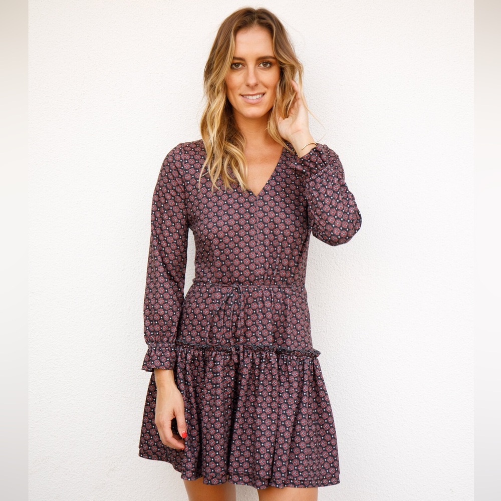 A. Helm Women's Randall Dress Floral No.1 Long Sleeve Mini Dress Size S NWT